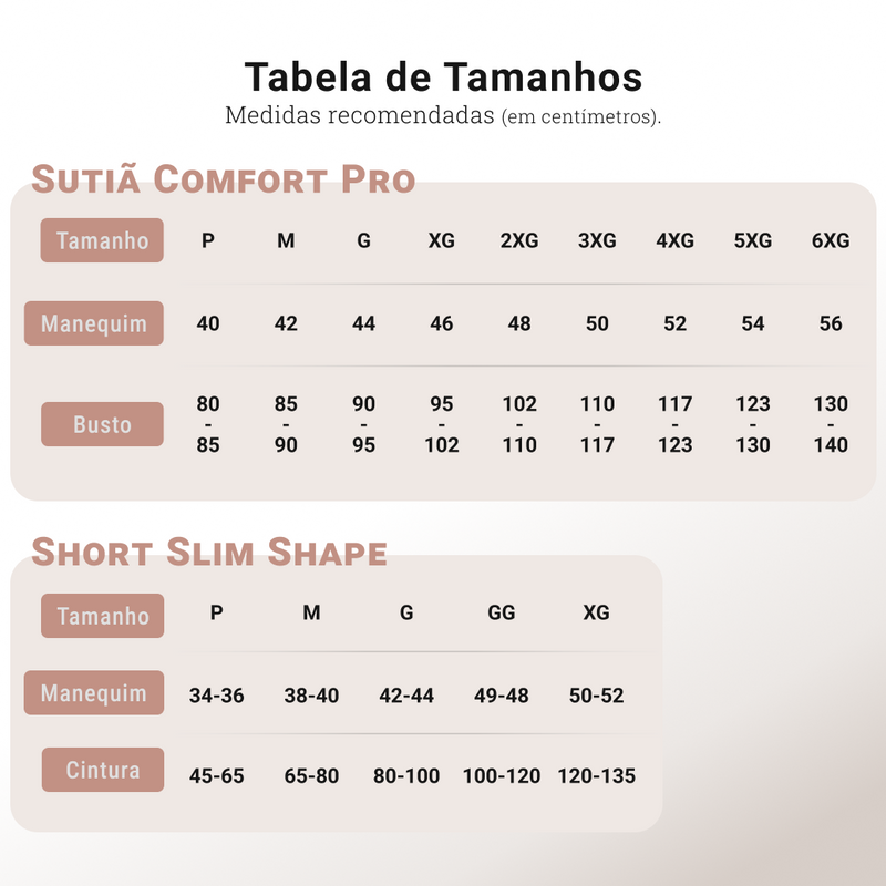 Combo: Short Modelador Slim Shape + Sutiã Comfort Pro